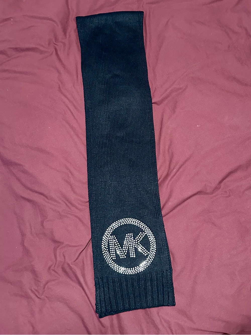 MICHAEL Michael Kors Black Wool Blend Scarf with Branded Tag